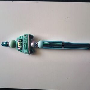 Green Hello Spring Beaded Ink Pen